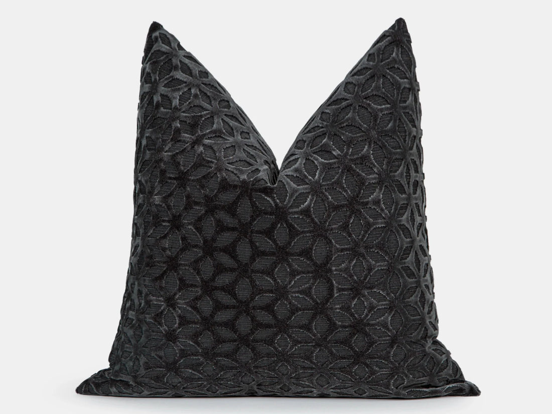 Dark Gray Geometric Velvet Pillow Cover