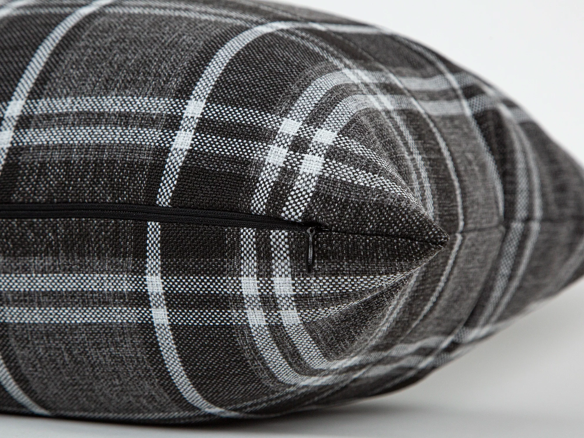 Dark Gray Plaid Pillow Cover