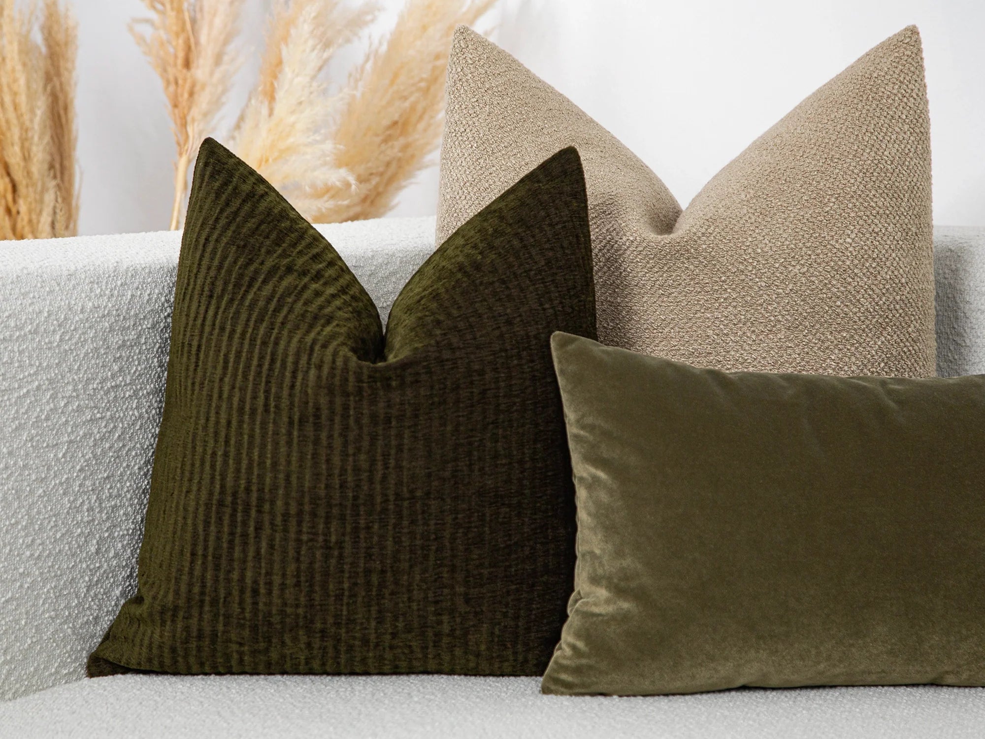Dark Olive Textured Pillow Cover