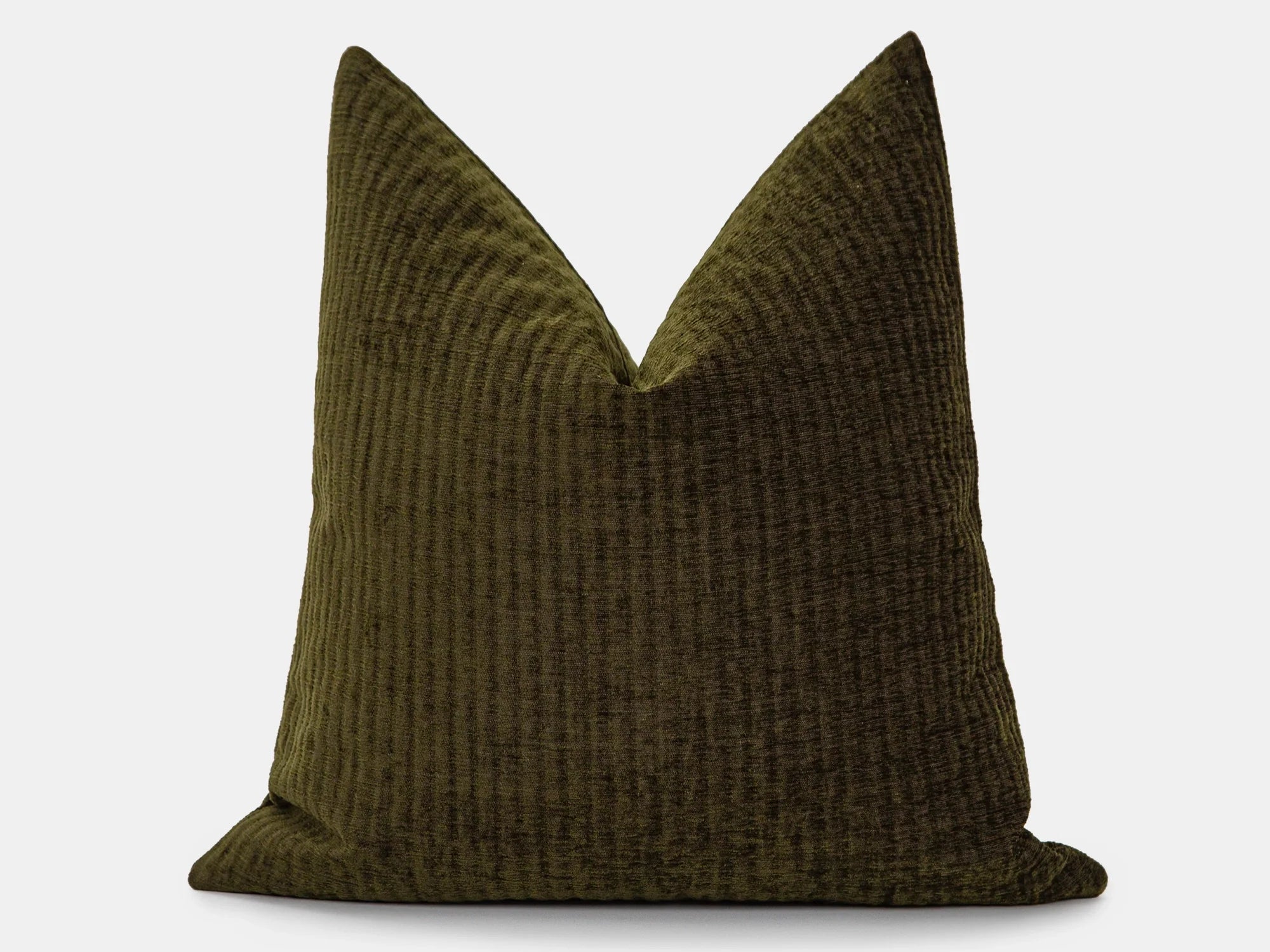 Dark Olive Textured Pillow Cover