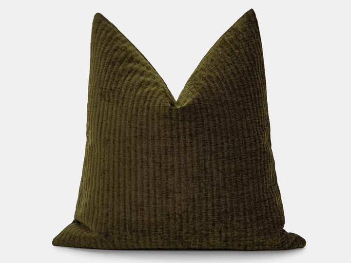 Dark Olive Textured Pillow Cover