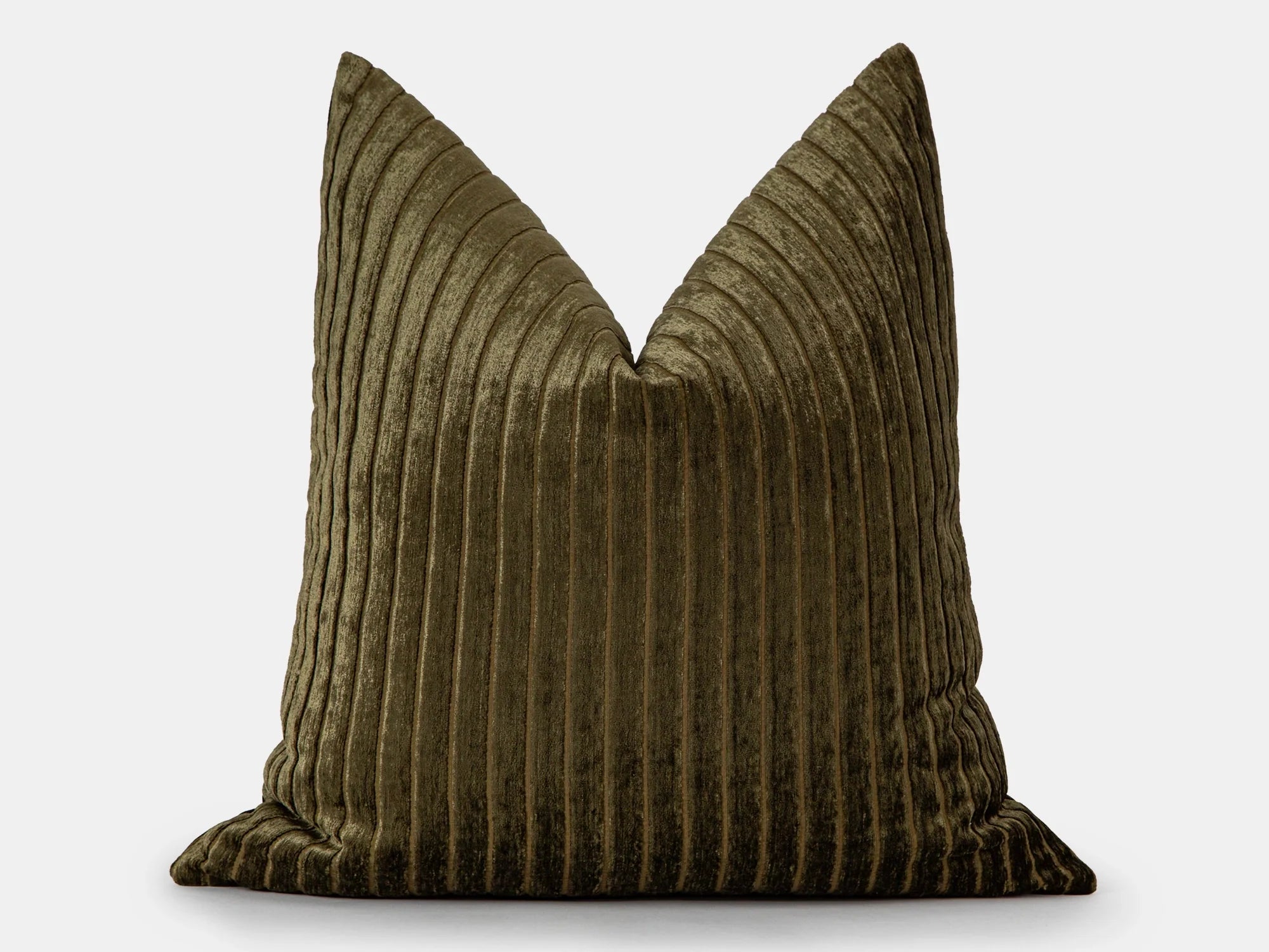 Dark Olive Shiny Velvet Corduroy Pillow Cover