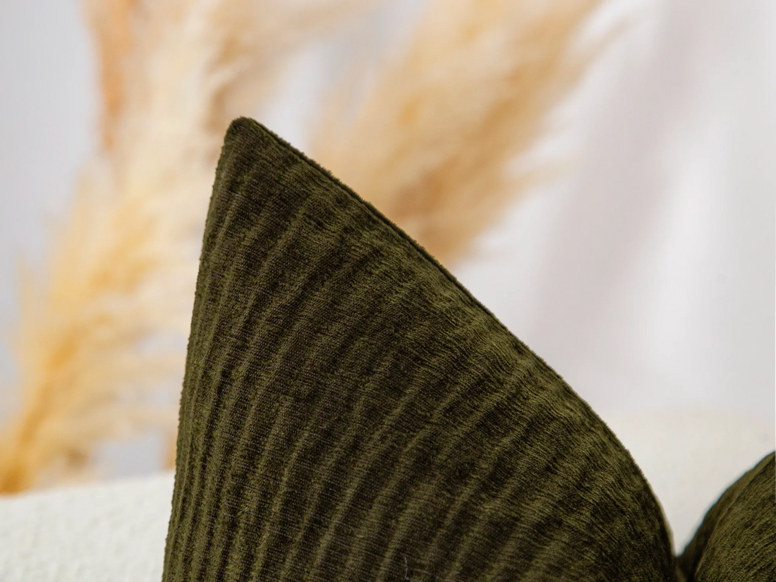 Dark Olive Textured Pillow Cover
