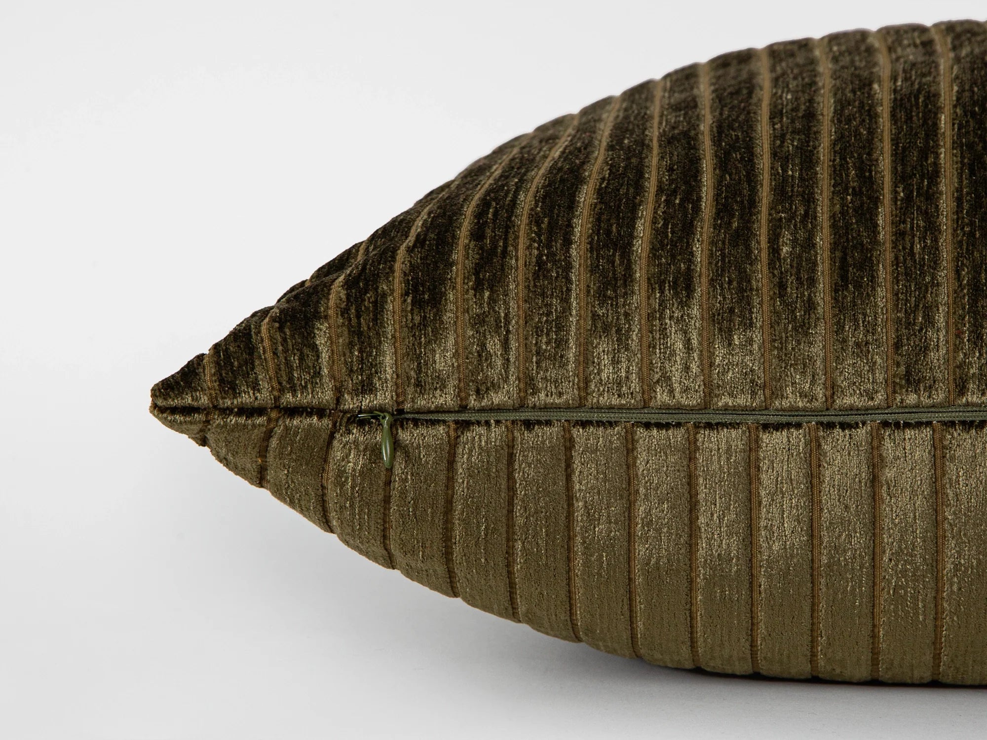 Dark Olive Shiny Velvet Corduroy Pillow Cover