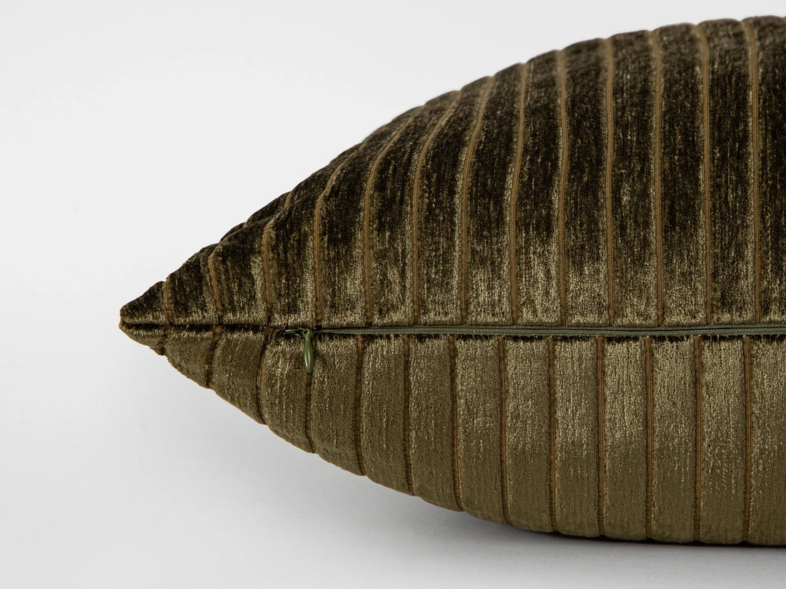 Dark Olive Shiny Velvet Corduroy Pillow Cover