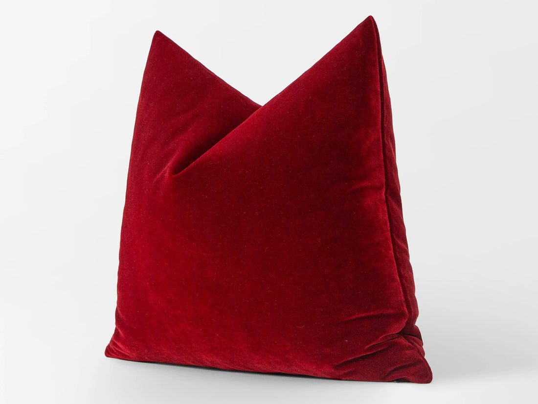 Wine Red Velvet Pillow Cover