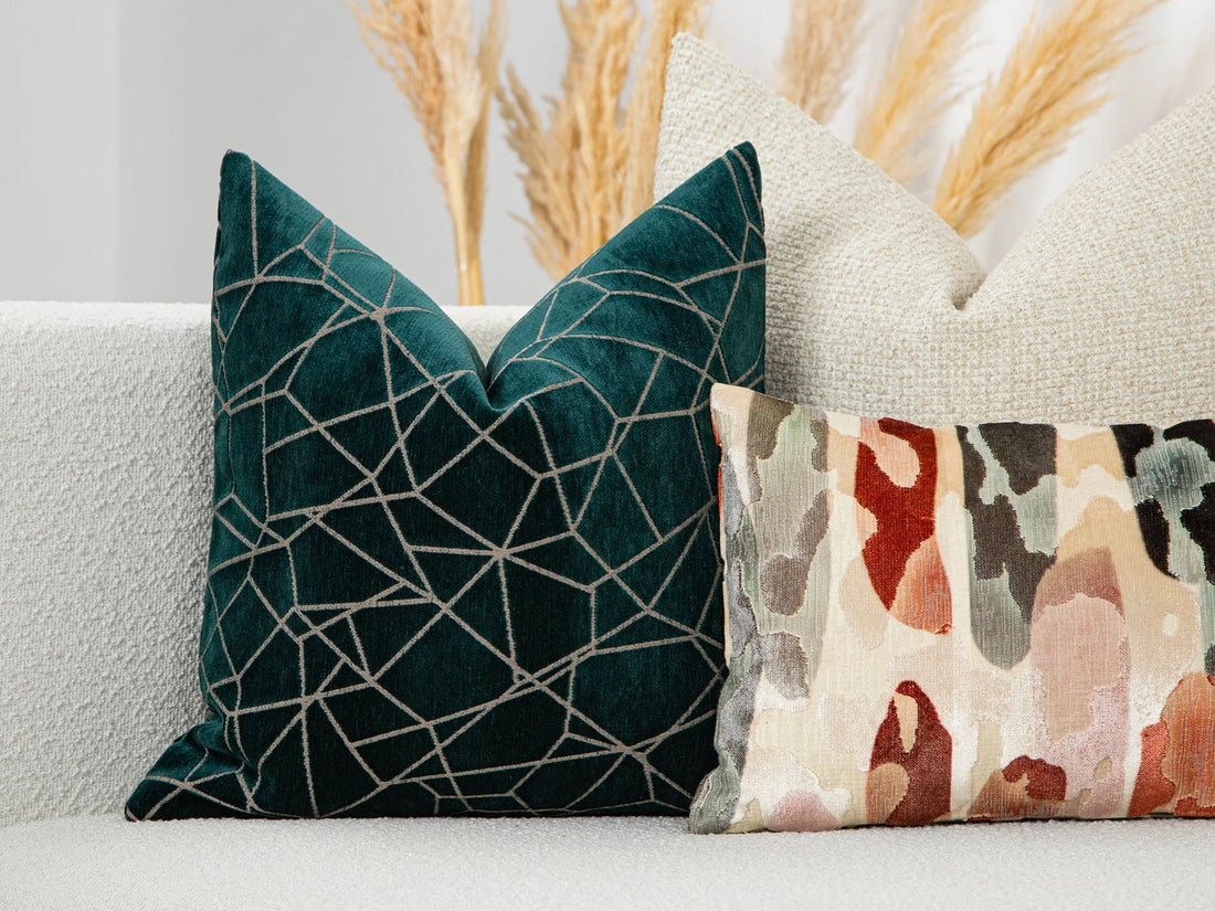 Dark Teal Textured Velvet Pillow Cover - Astral