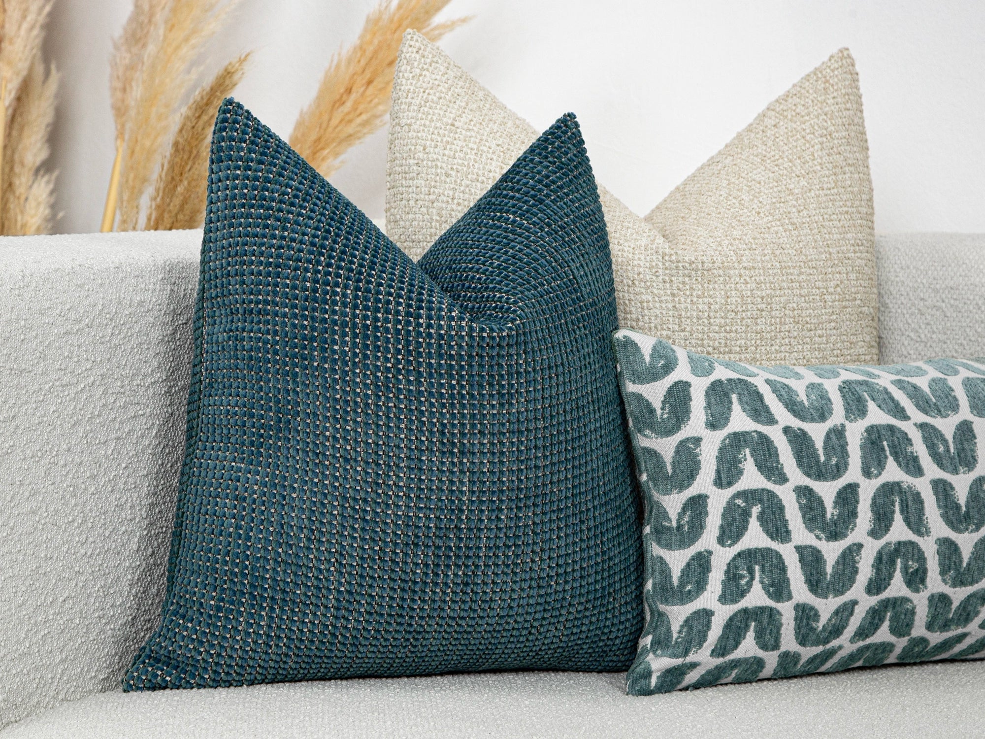 Dark Teal Woven Pillow Cover