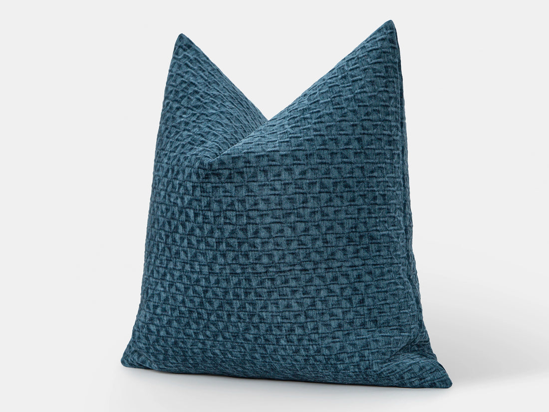 Dark Teal Textured Lattice Pillow Cover