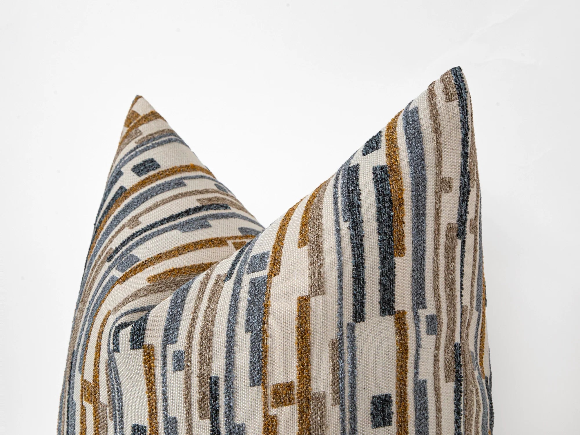 Blue Dash Stripe Textured Pillow Cover