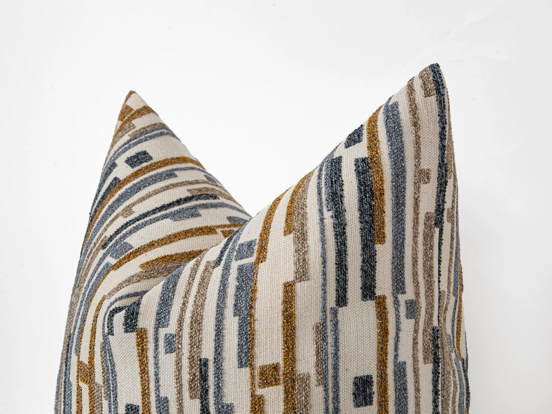 Blue Dash Stripe Textured Pillow Cover