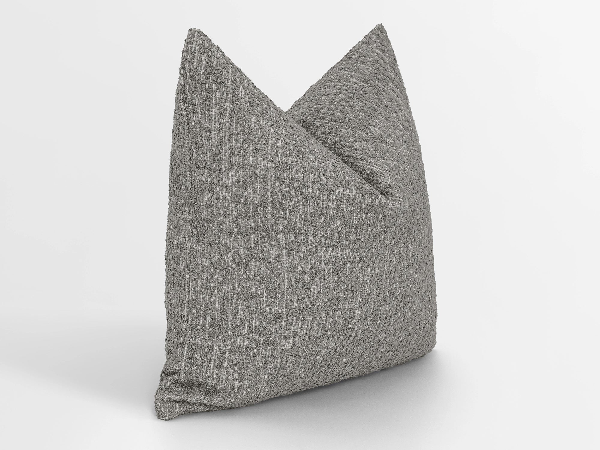 Stone Gray Textured Boucle Pillow Cover