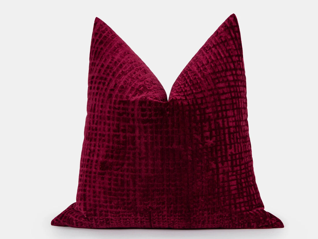 Deep Berry Textured Velvet Pillow Cover