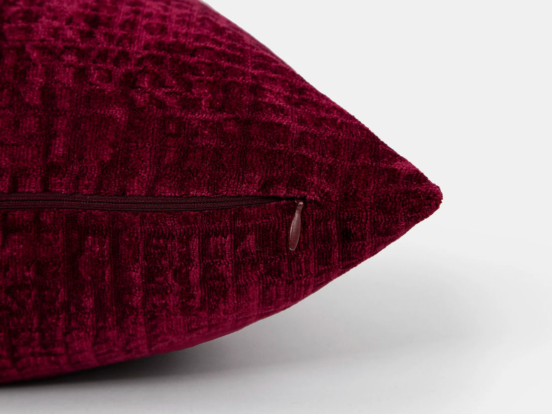 Deep Berry Textured Velvet Pillow Cover