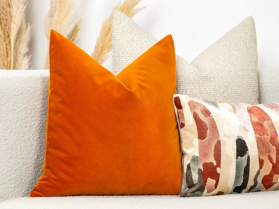 Deep Orange Velvet Pillow Cover