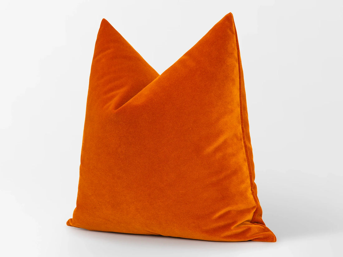 Deep Orange Velvet Pillow Cover