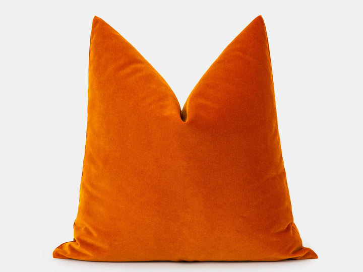 Deep Orange Velvet Pillow Cover