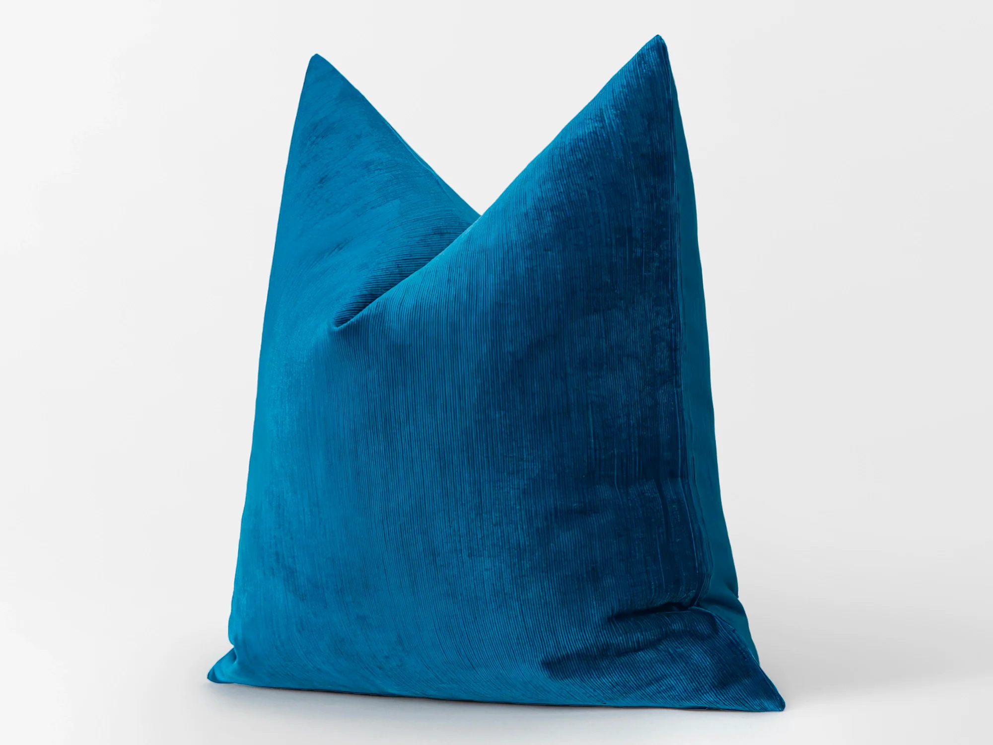Deep Turquoise Ribbed Velvet Pillow Cover