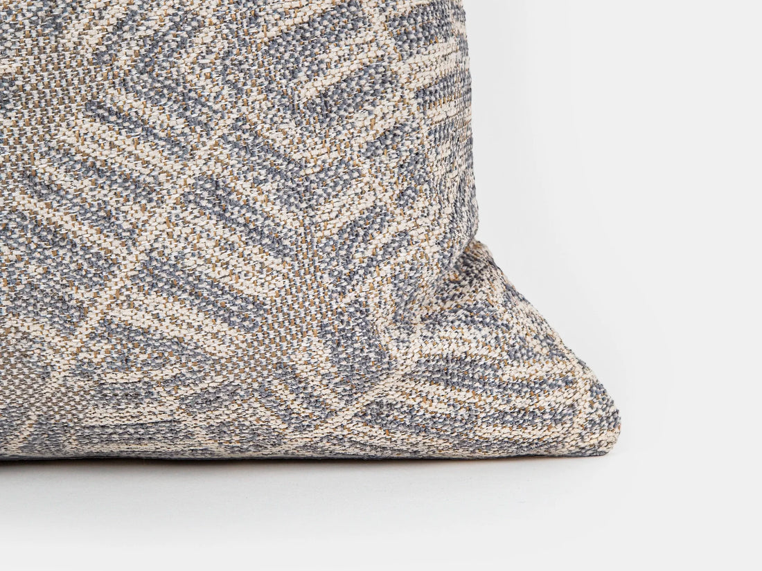 Beige & Dusty Blue Woven Pillow Cover