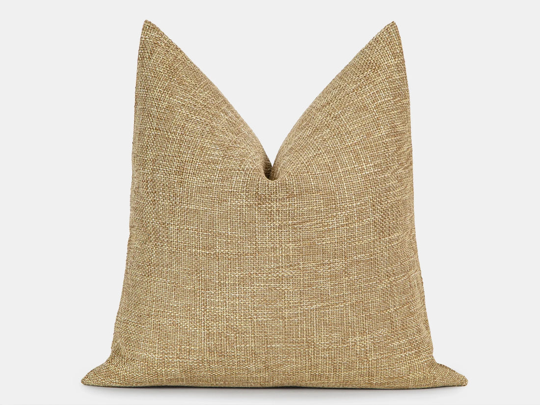 Dusty Gold Woven Linen Pillow Cover