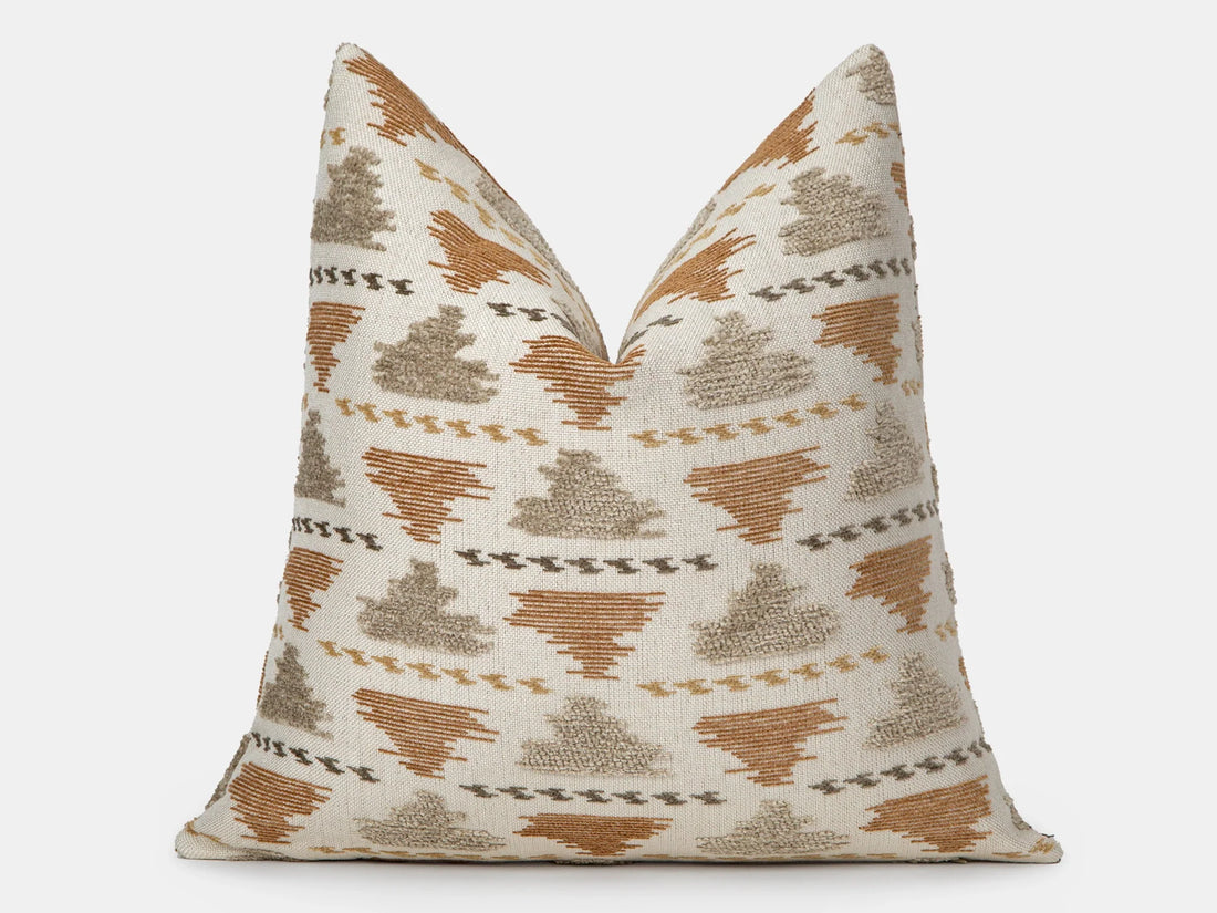 Dusty Orange Textured Geometric Pillow Cover