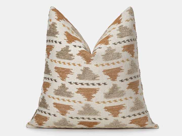 Dusty Orange Textured Geometric Pillow Cover