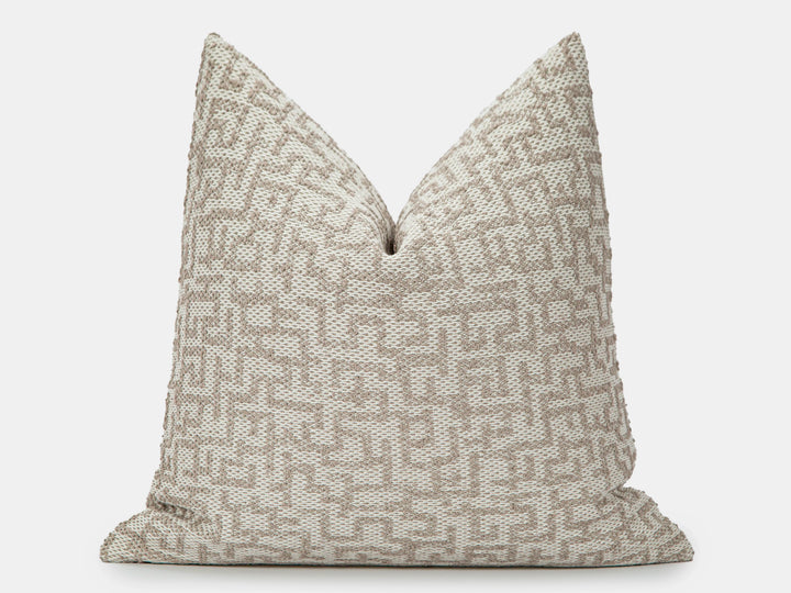 Beige Artisan Geometric Pillow Cover