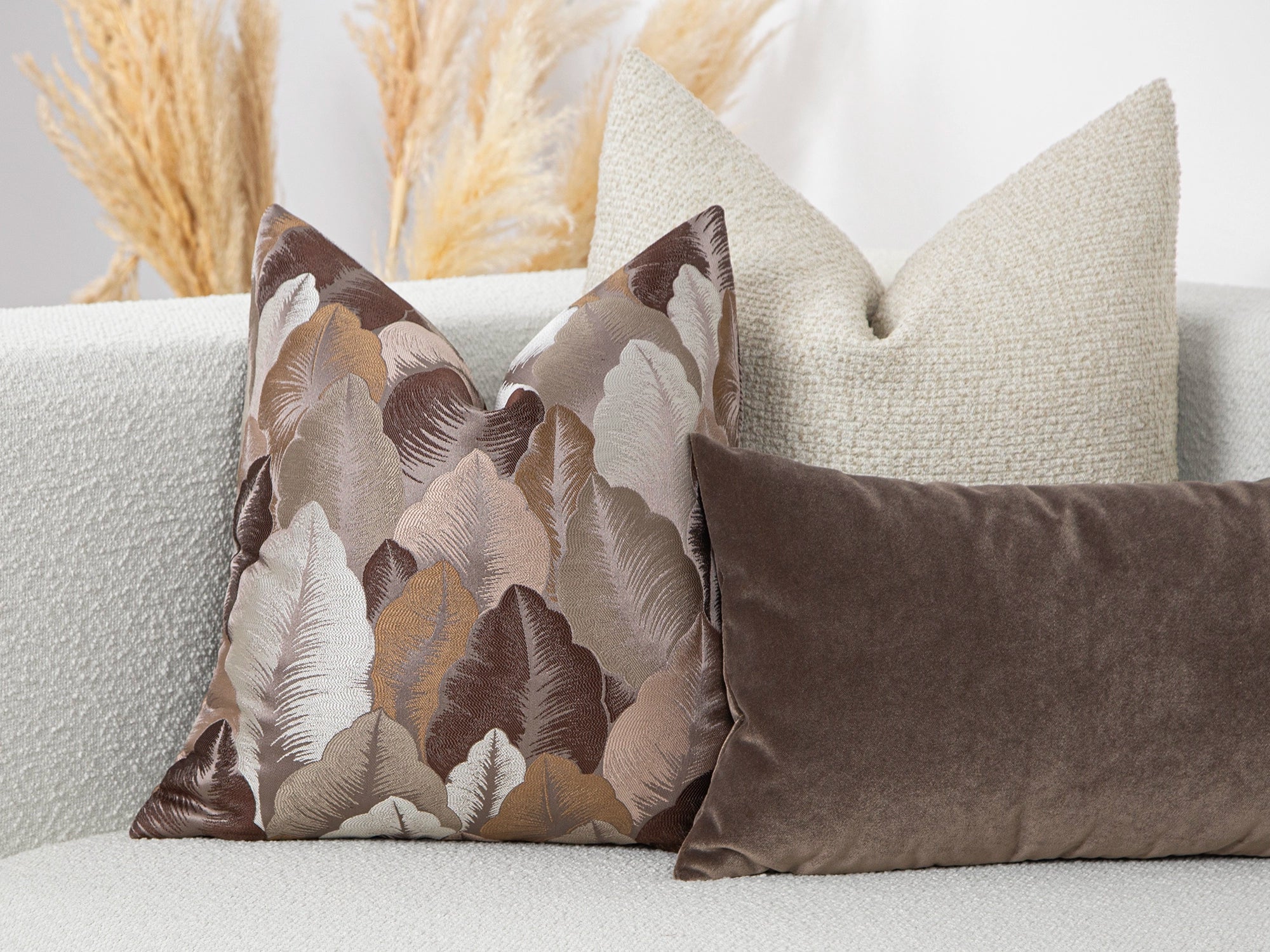 Brown Jacquard Pillow Cover - Woven & Luxury