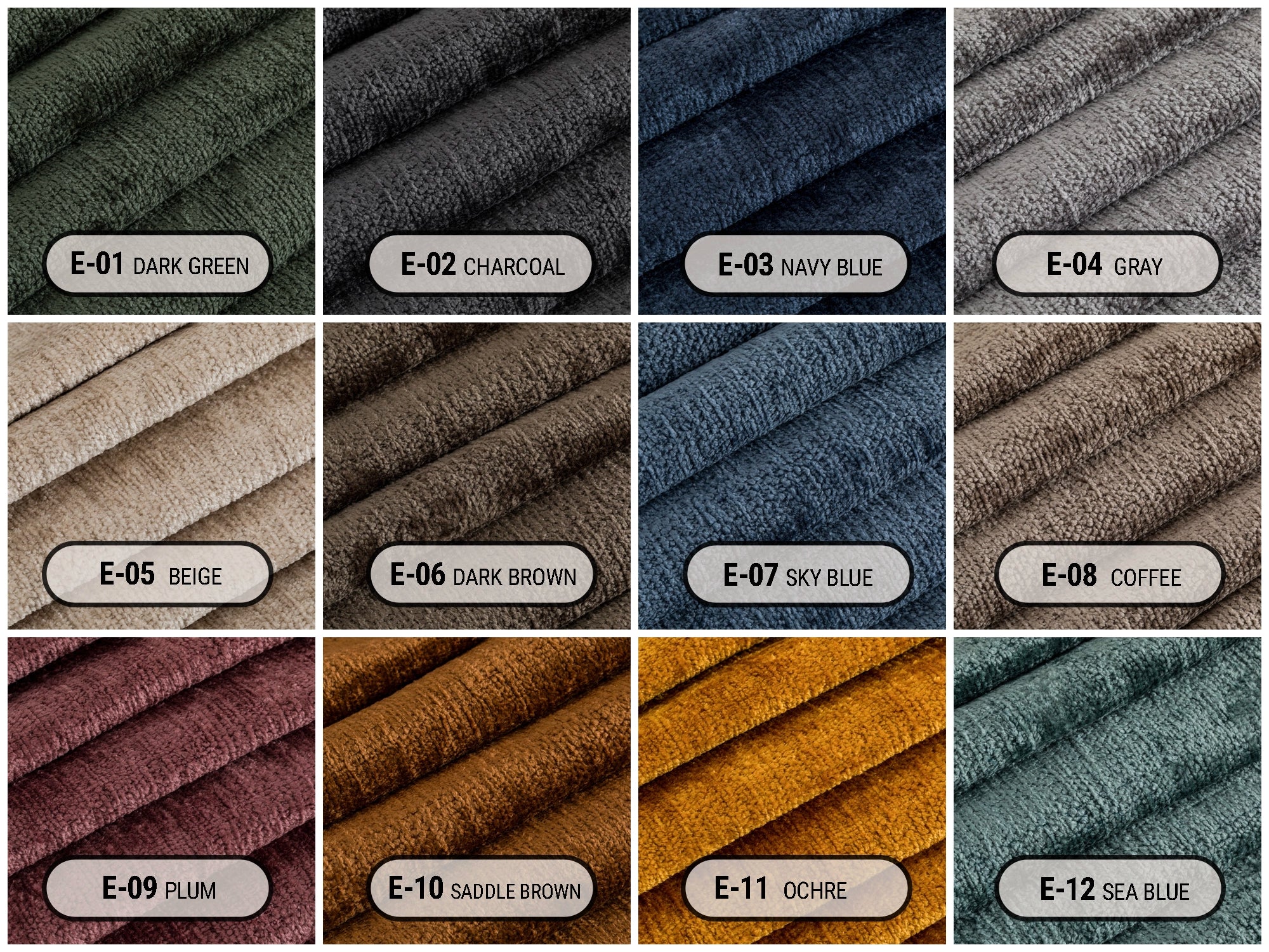 Soft Textured Upholstery Fabrics - 12 Color Options | Eloria