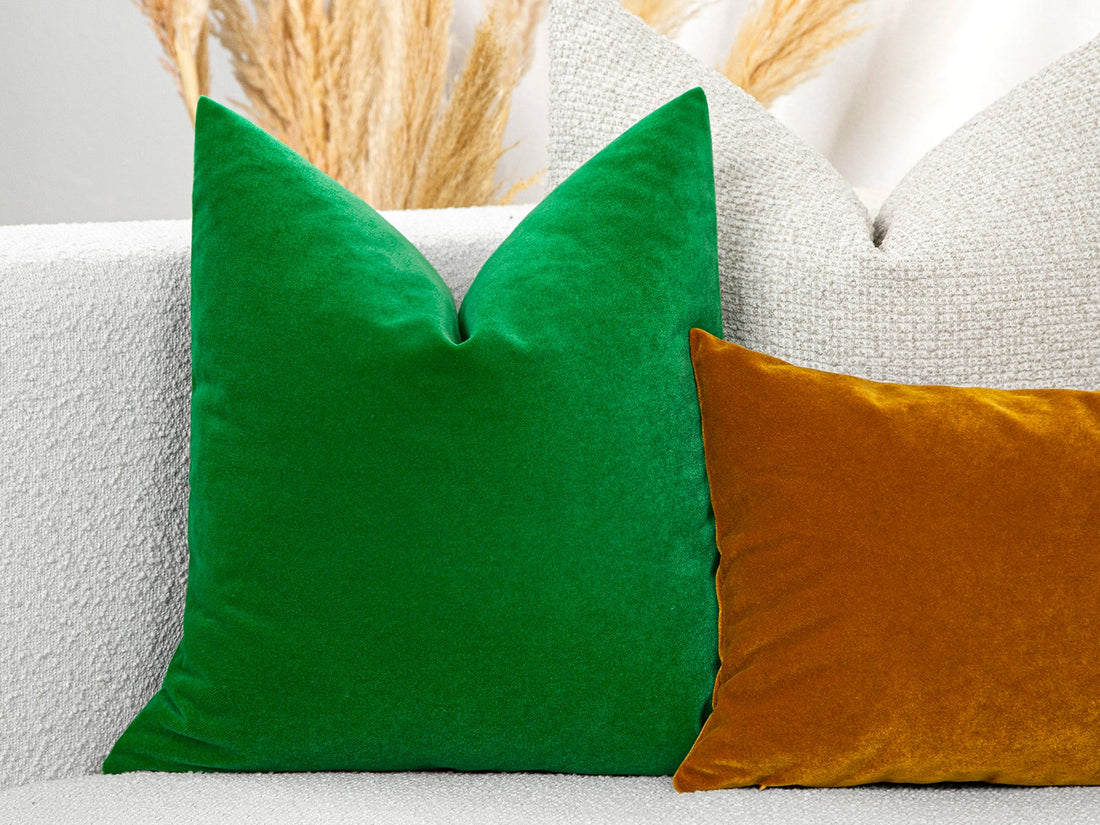 Fresh Green Velvet Pillow Cover