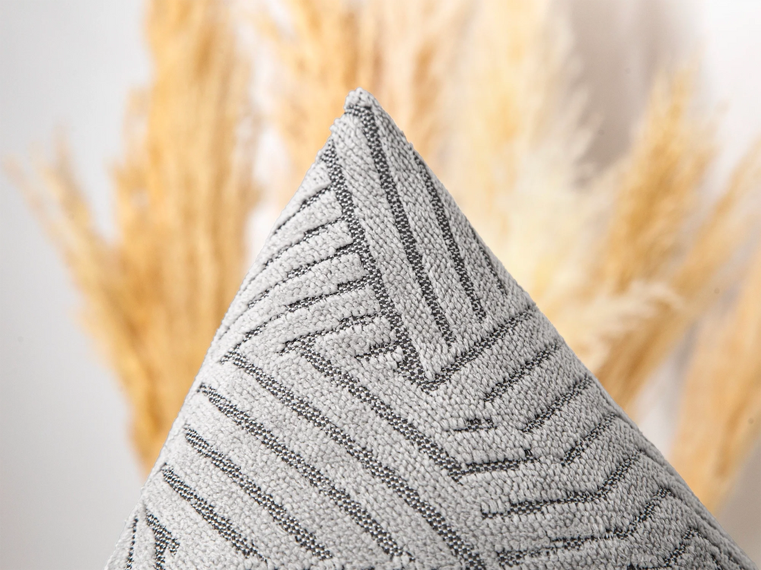 Silver Textured Geometric Pillow Cover