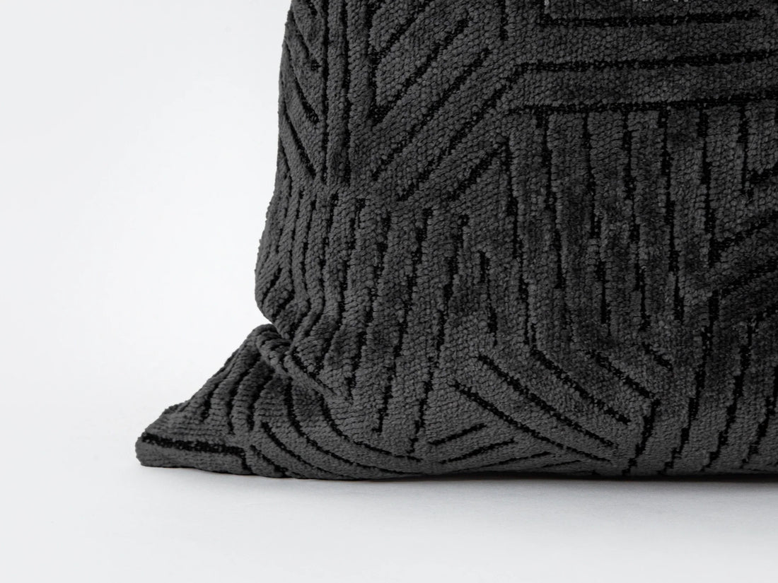 Charcoal Geometric Textured Pillow Cover