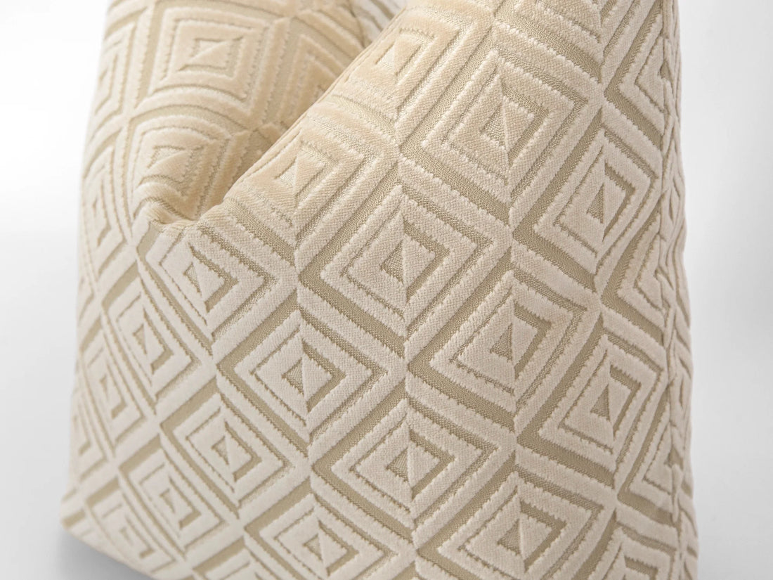 Cream Geometric Velvet Pillow Cover