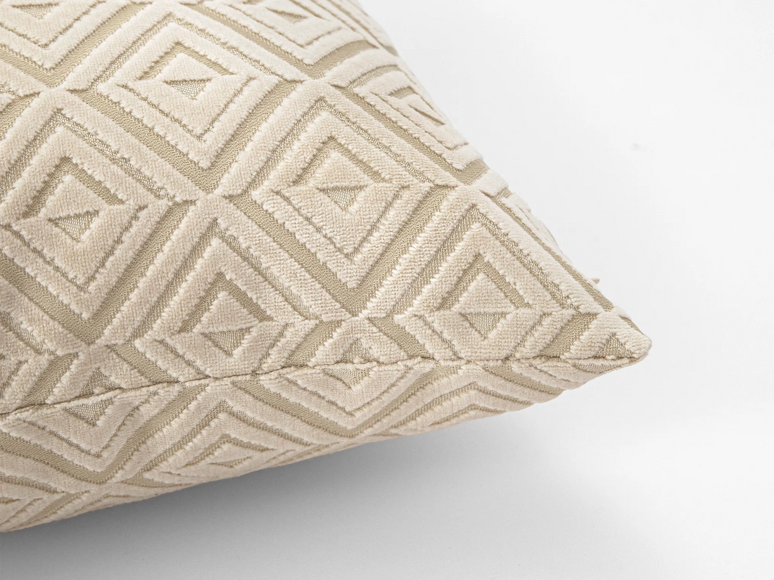 Cream Geometric Velvet Pillow Cover