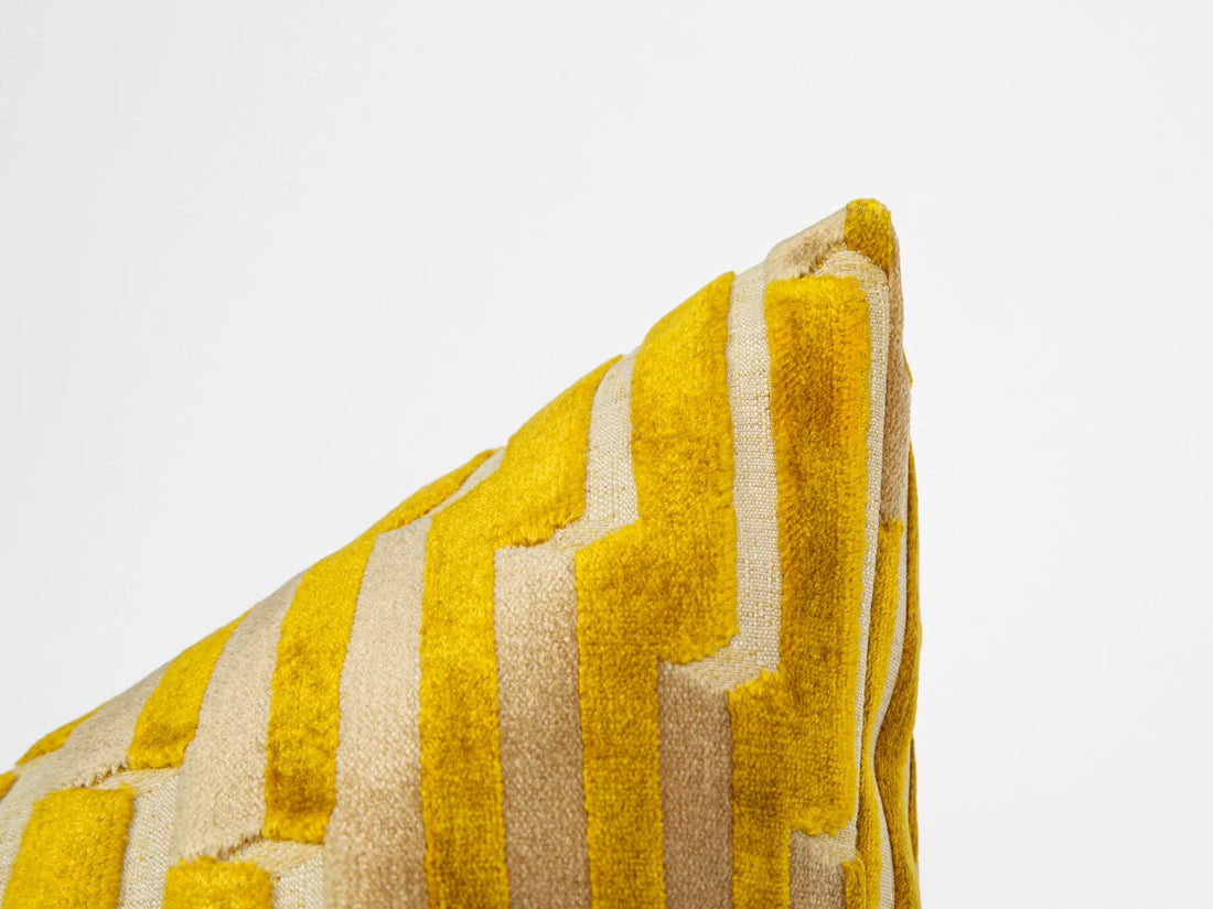 Gold Sculpted Chevron Velvet Pillow Cover