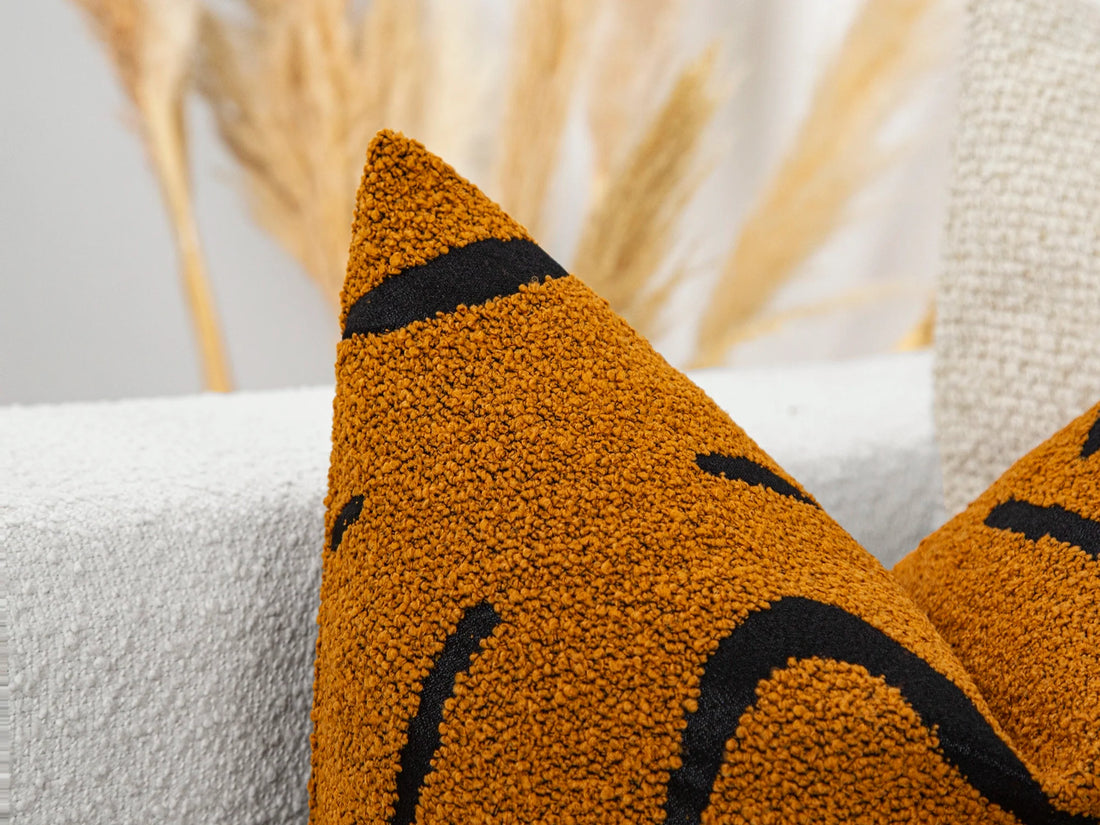 Burnt Orange Graffito Pillow Cover - Amorphous