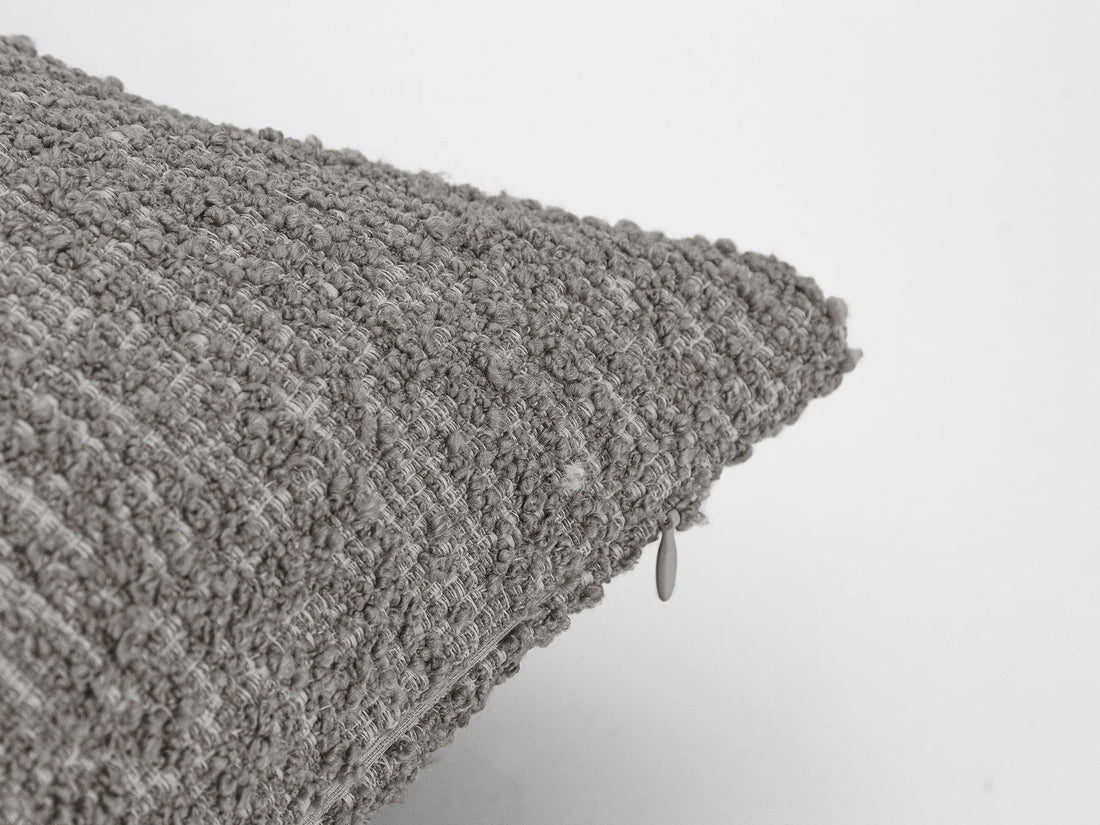 Stone Gray Textured Boucle Pillow Cover