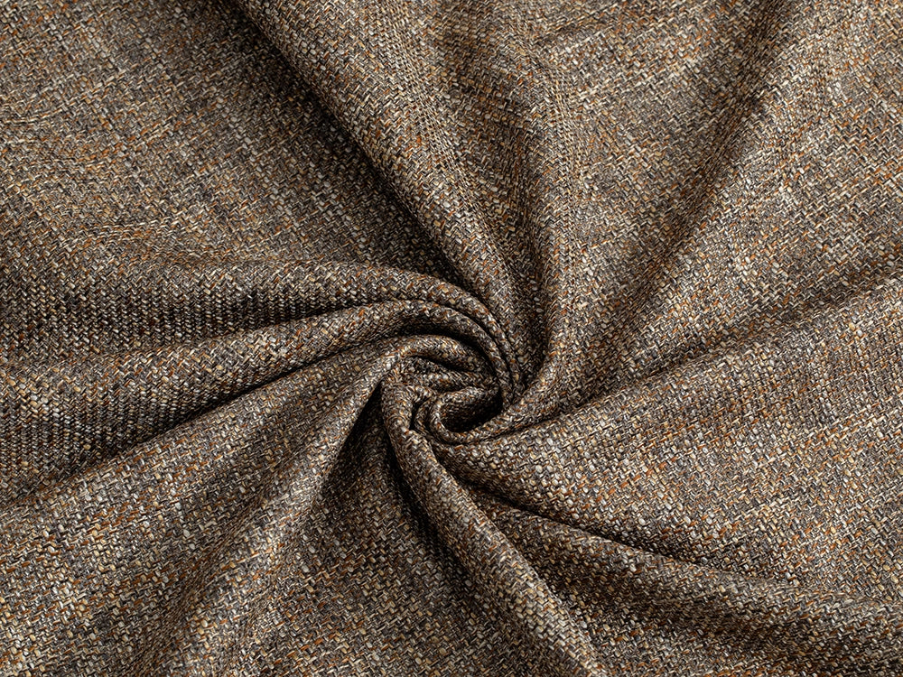 Gray & Brown Woven Upholstery Fabric - Linen Look