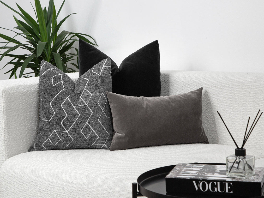 Gray and White Geometric Pillow Cover