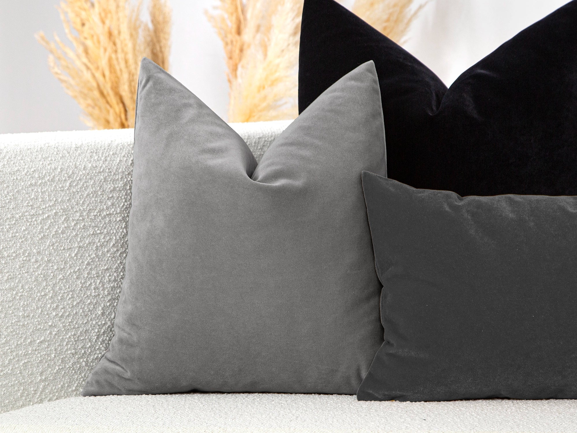 Light Gray Velvet Pillow Cover