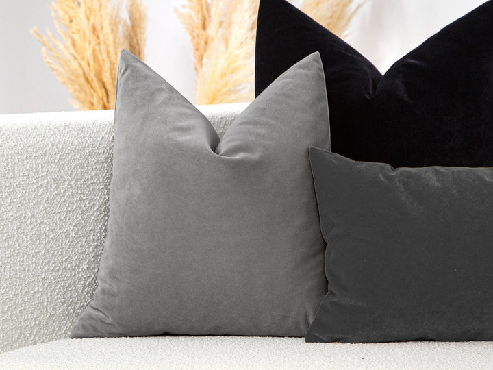 Light Gray Velvet Pillow Cover