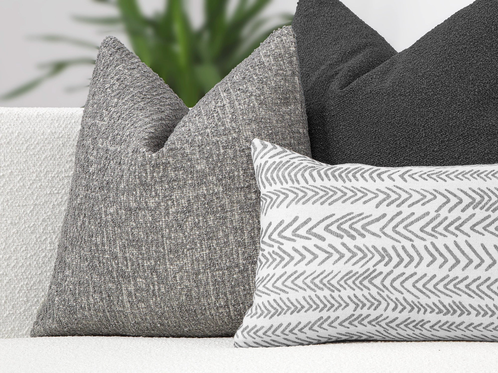 Stone Gray Textured Boucle Pillow Cover