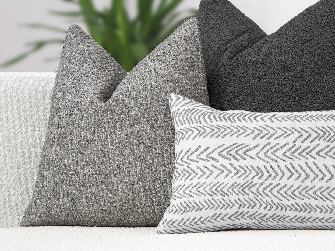 Stone Gray Textured Boucle Pillow Cover