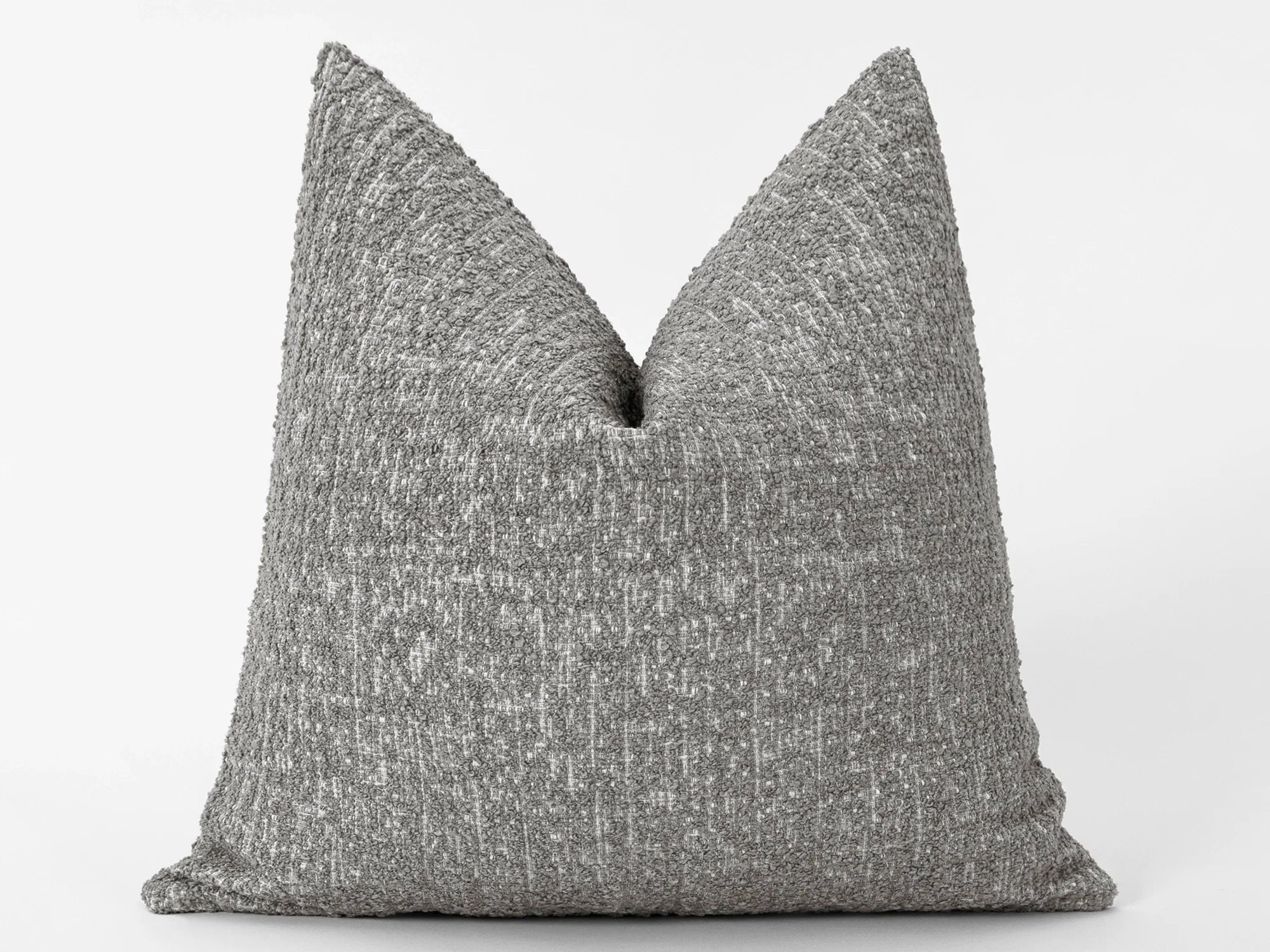 Stone Gray Textured Boucle Pillow Cover