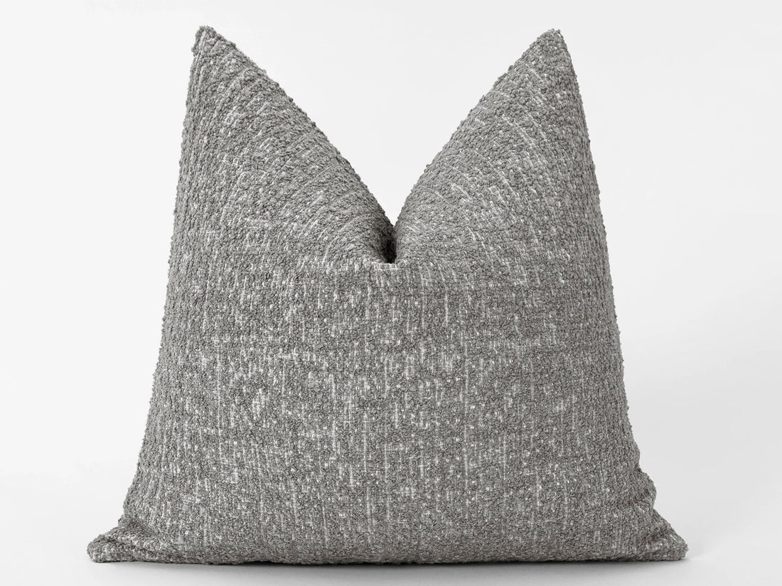 Stone Gray Textured Boucle Pillow Cover