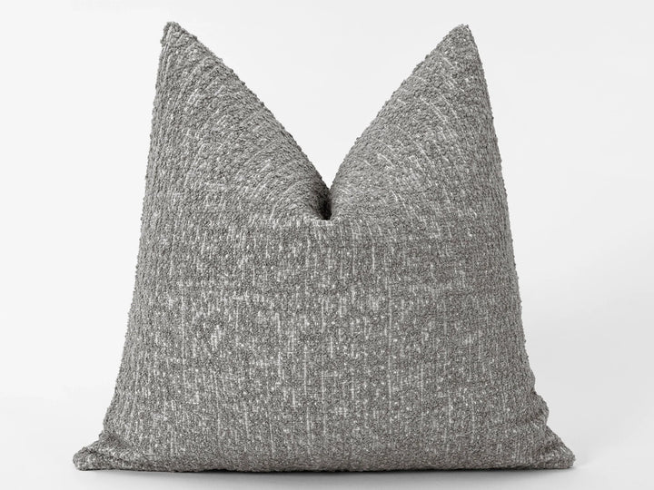 Stone Gray Textured Boucle Pillow Cover