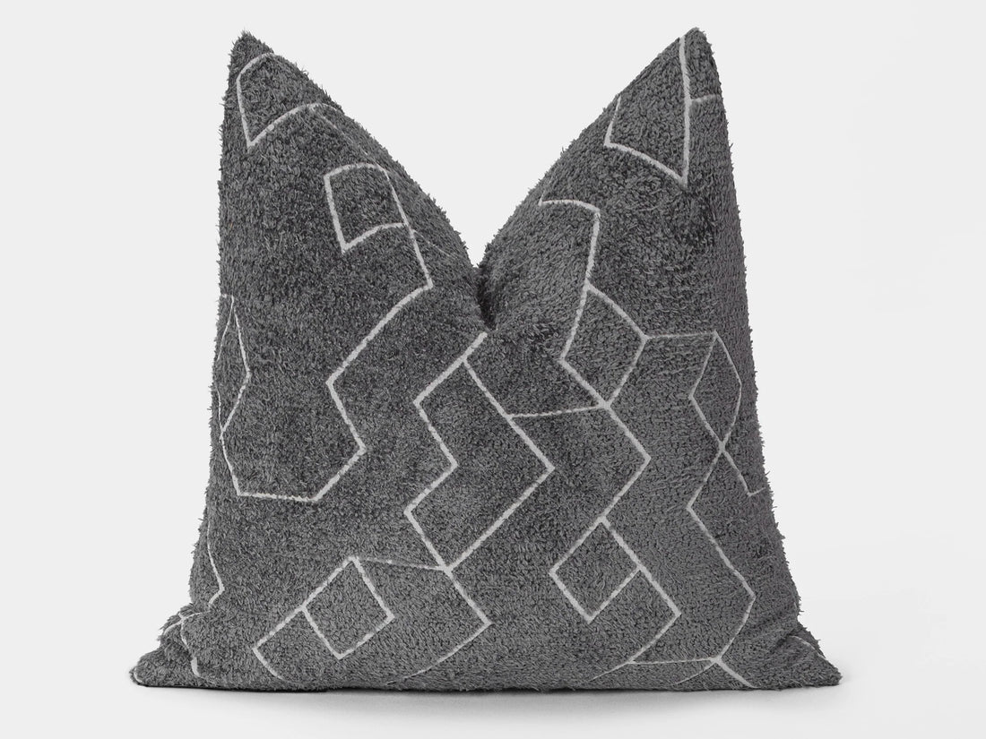 Gray and White Geometric Pillow Cover