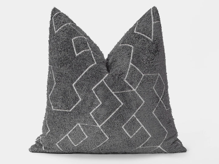 Gray and White Geometric Pillow Cover