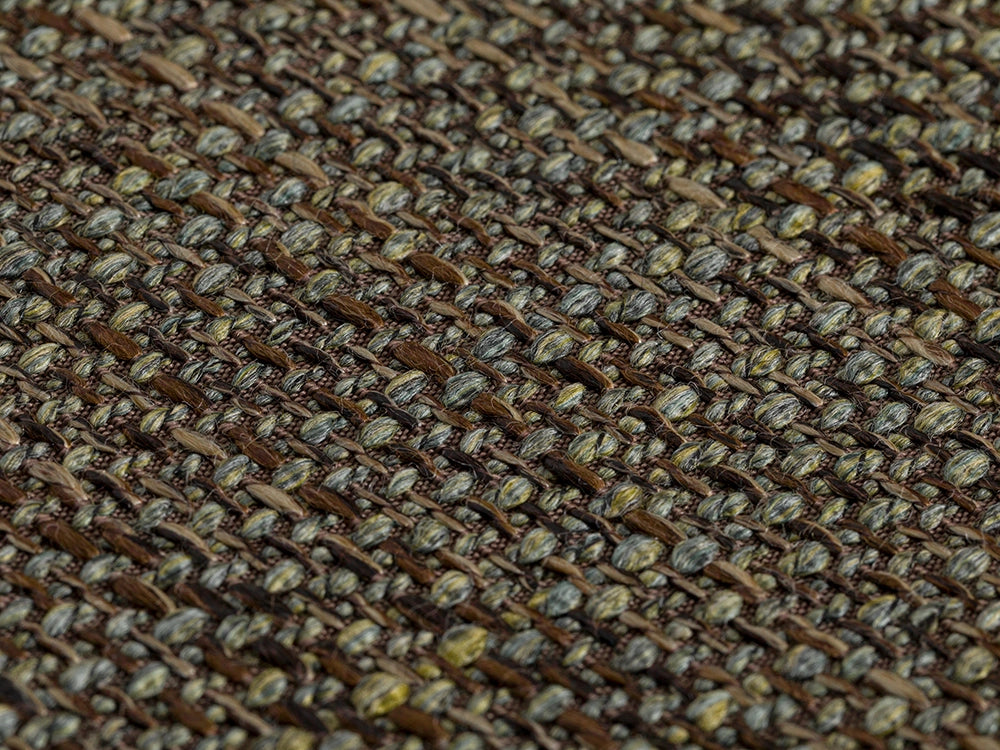 Green & Brown Woven Upholstery Fabric - Linen Look