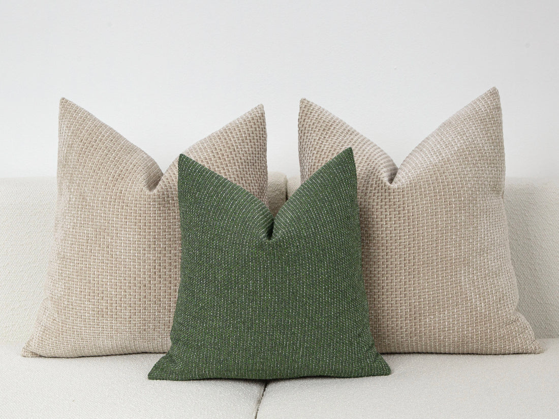 Green Striped Boho Pillow Cover